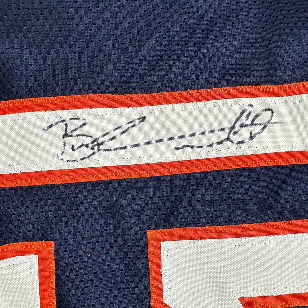 Framed Autographed/Signed Brandon Marshall 33x42 Chicago Blue Jersey BAS COA