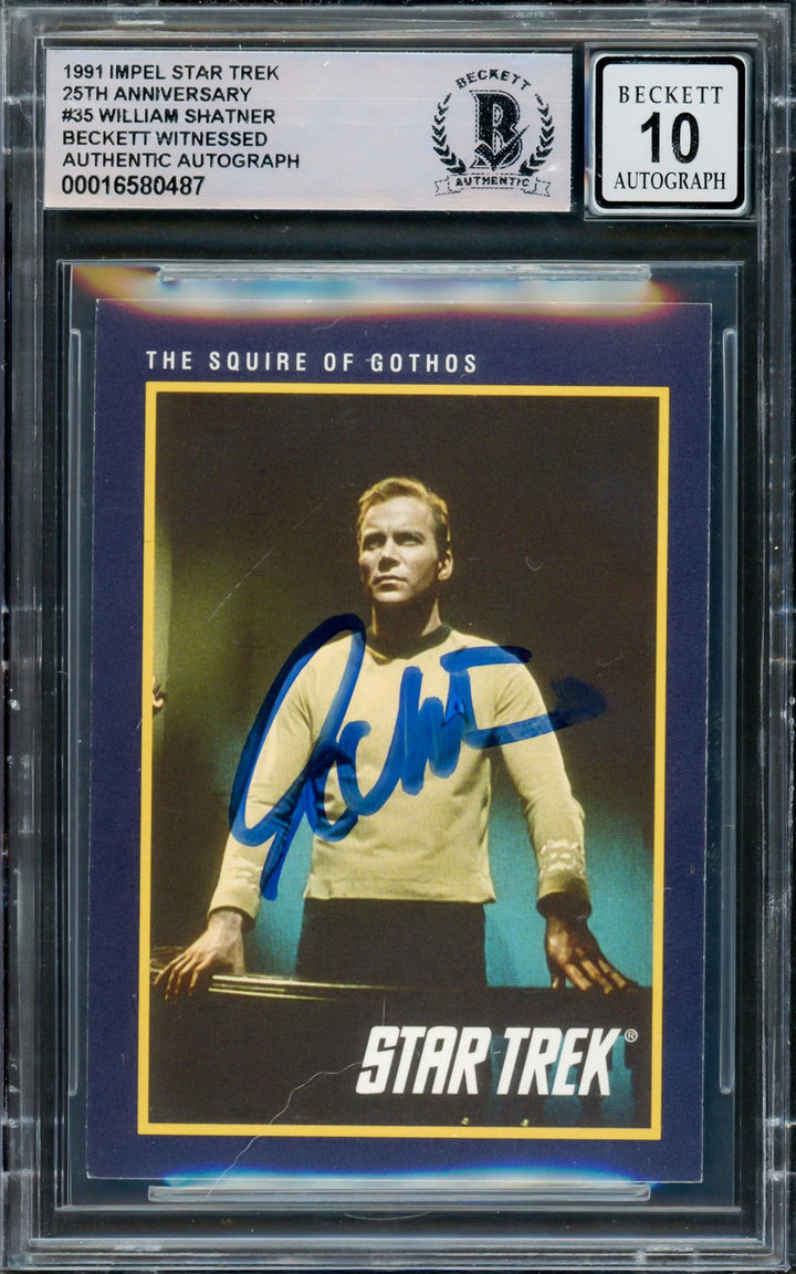 William Shatner Auto 1991 Impel 25th Anniversary Card 35 Star Trek Sig10 Beckett