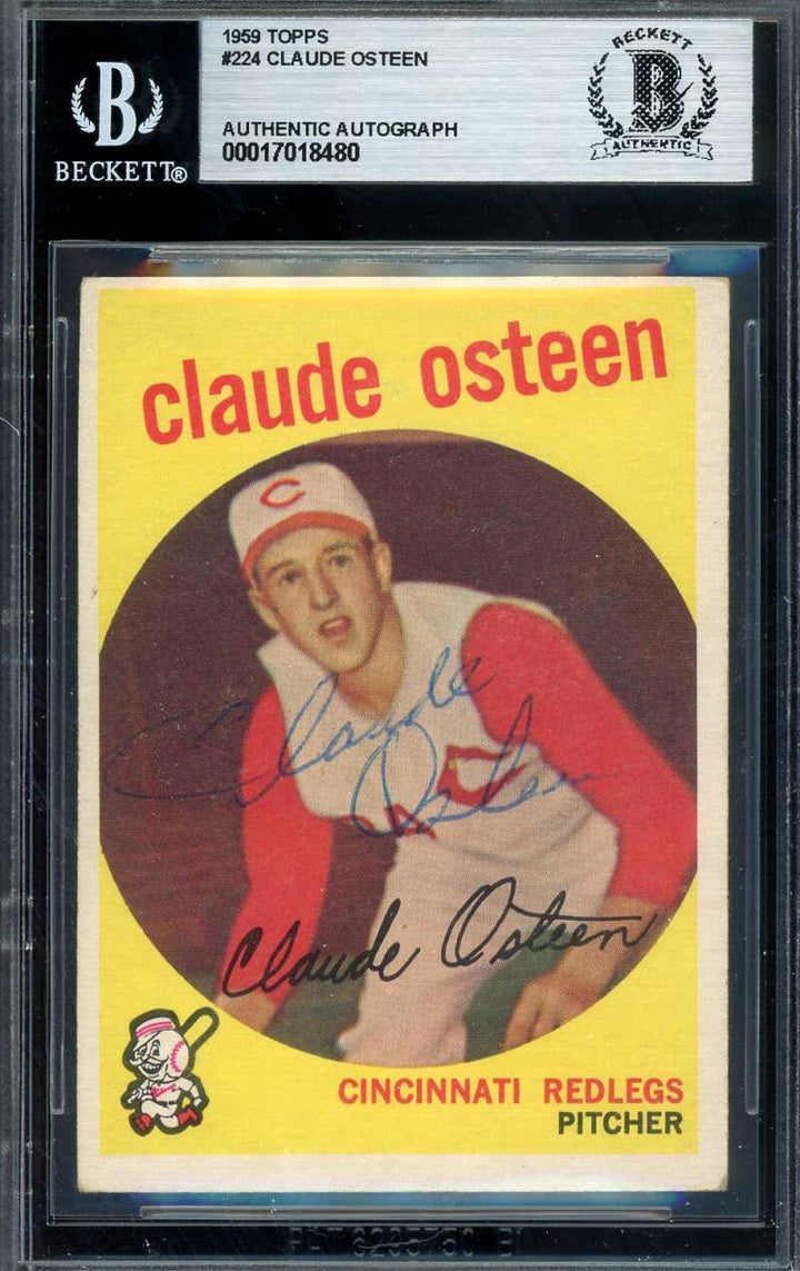 Claude Osteen Beckett BAS Signed 1959 Topps Rookie Autograph