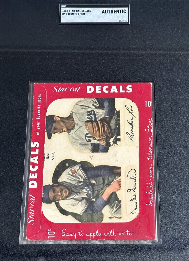 1952 Star-Cal Decals #91-C: Duke Snider & Preacher Roe In Envelope SGC Auth Nm