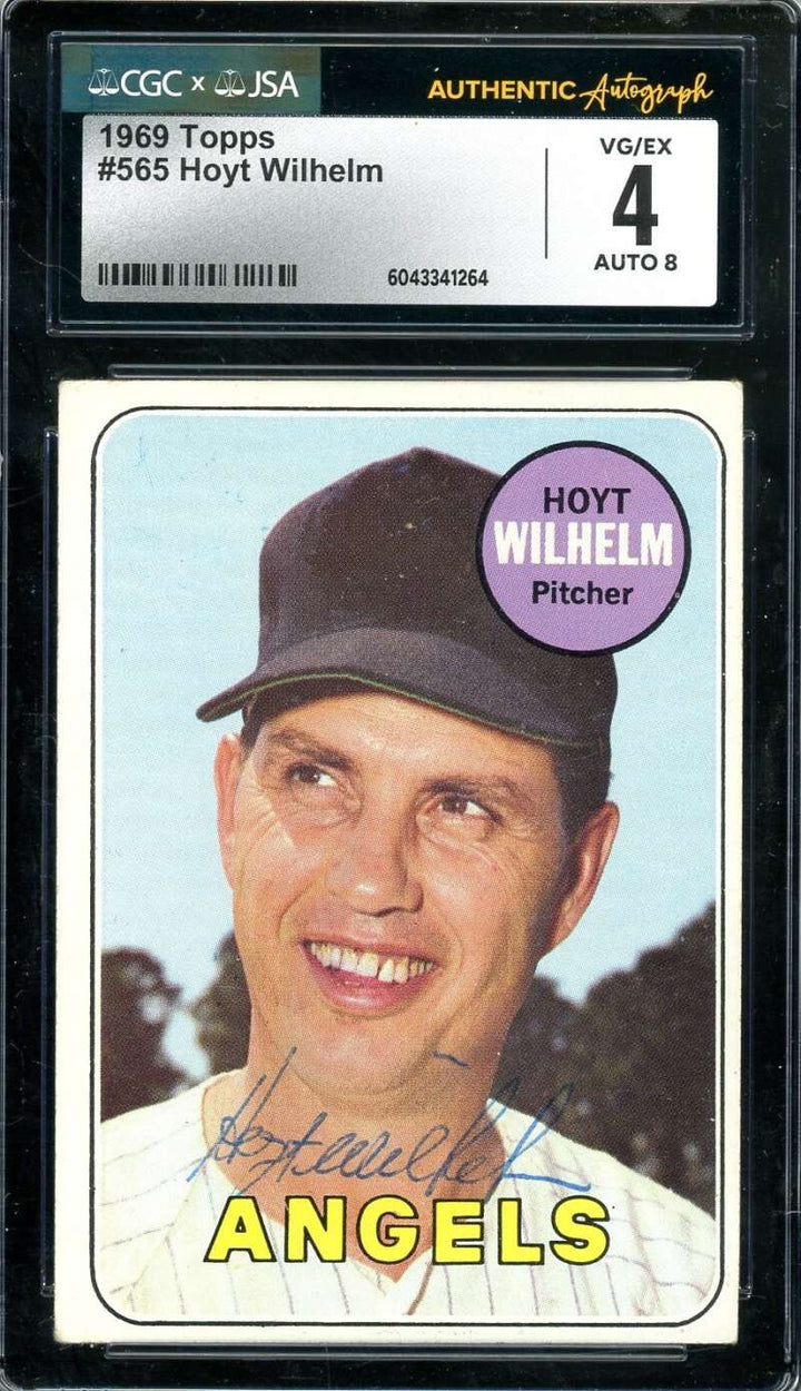 Hoyt Wilhelm CGC JSA Coa Vintage Signed 1969 Topps Autograph