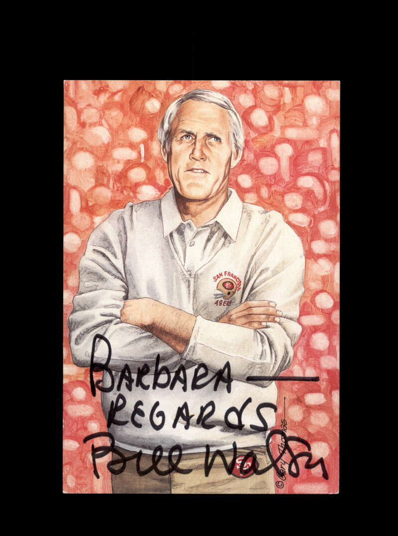 Bill Walsh JSA Coa Signed Goal Line Art Card San Francisco 49ers Autograph