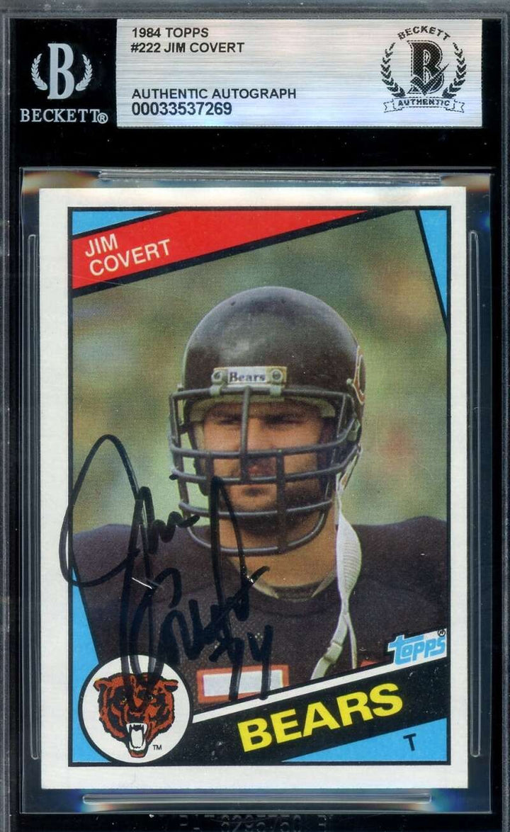 Jim Covert Beckett BAS Signed 1984 Topps Rookie Autograph Bears