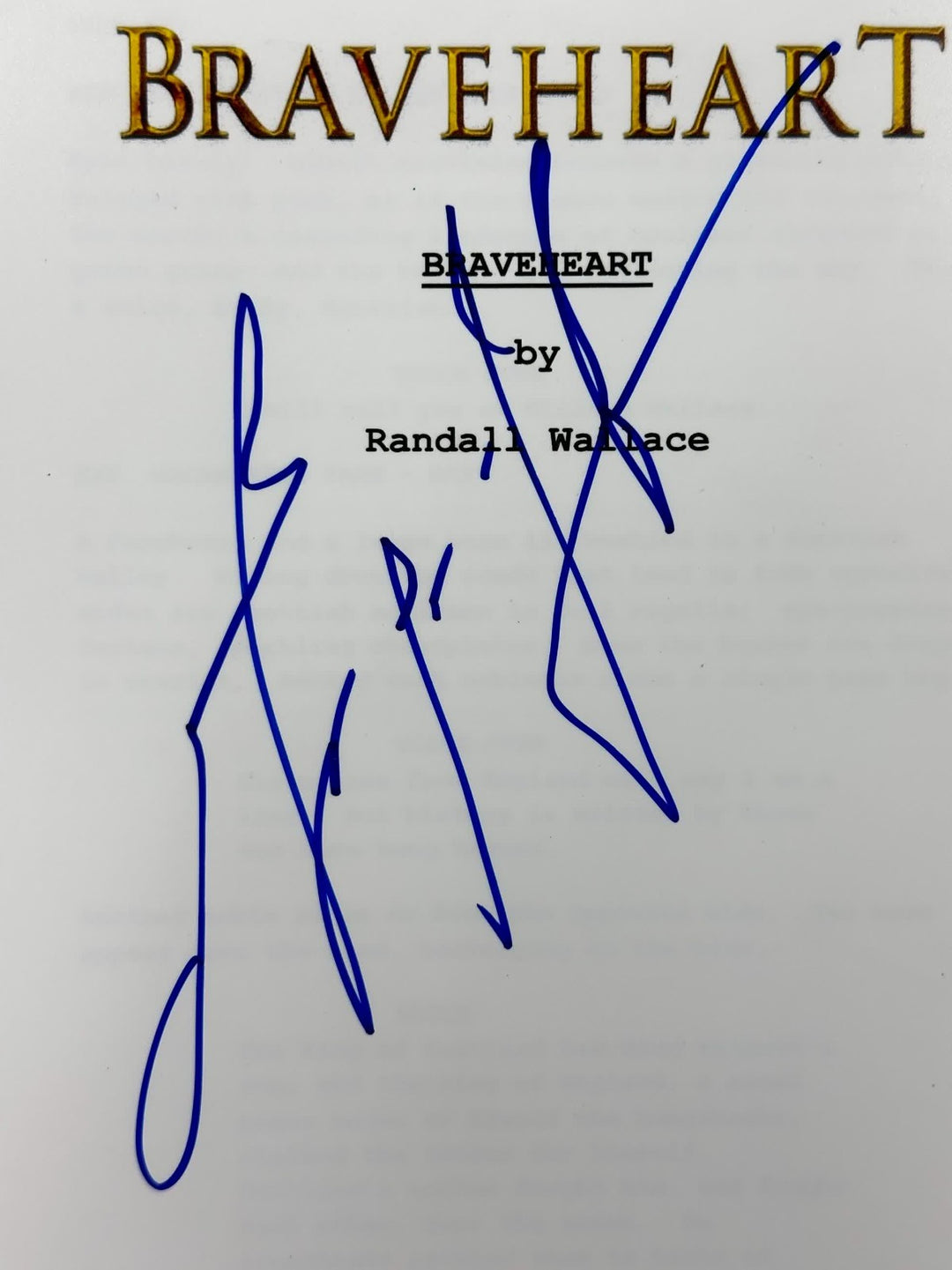 Mel Gibson signed Braveheart Movie Script autograph ~ Beckett BAS
