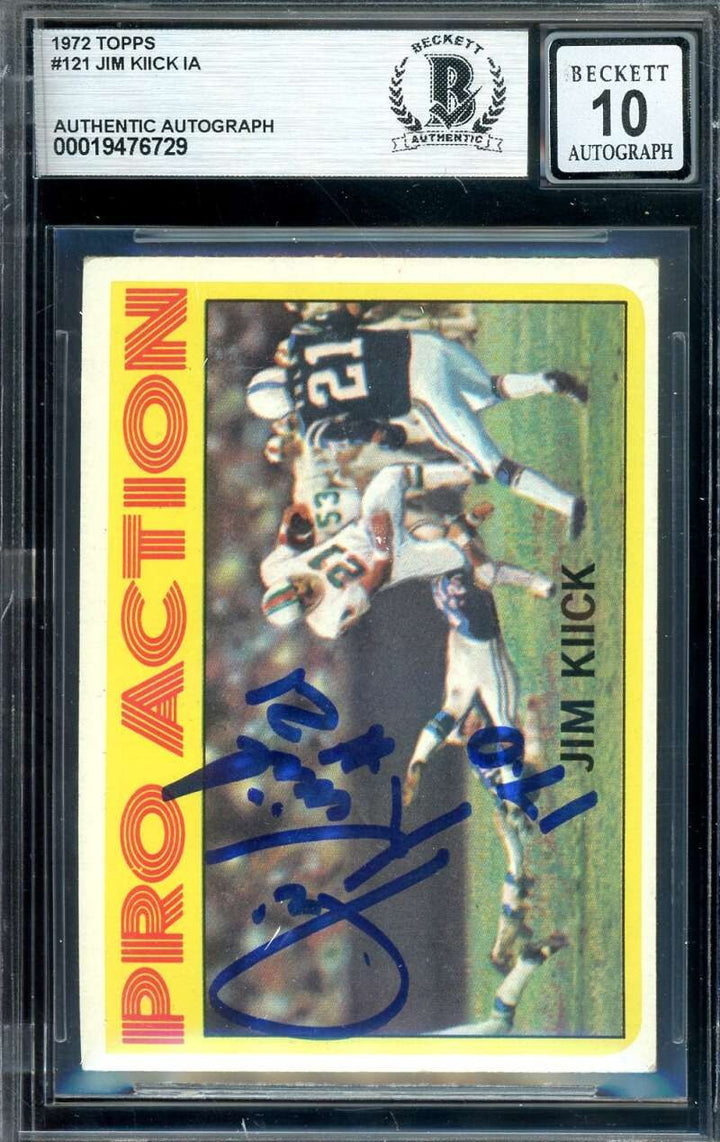 Jim Kiick Gem Mint 10 Beckett BAS Signed 1972 Topps In Action Autograph Dolphins