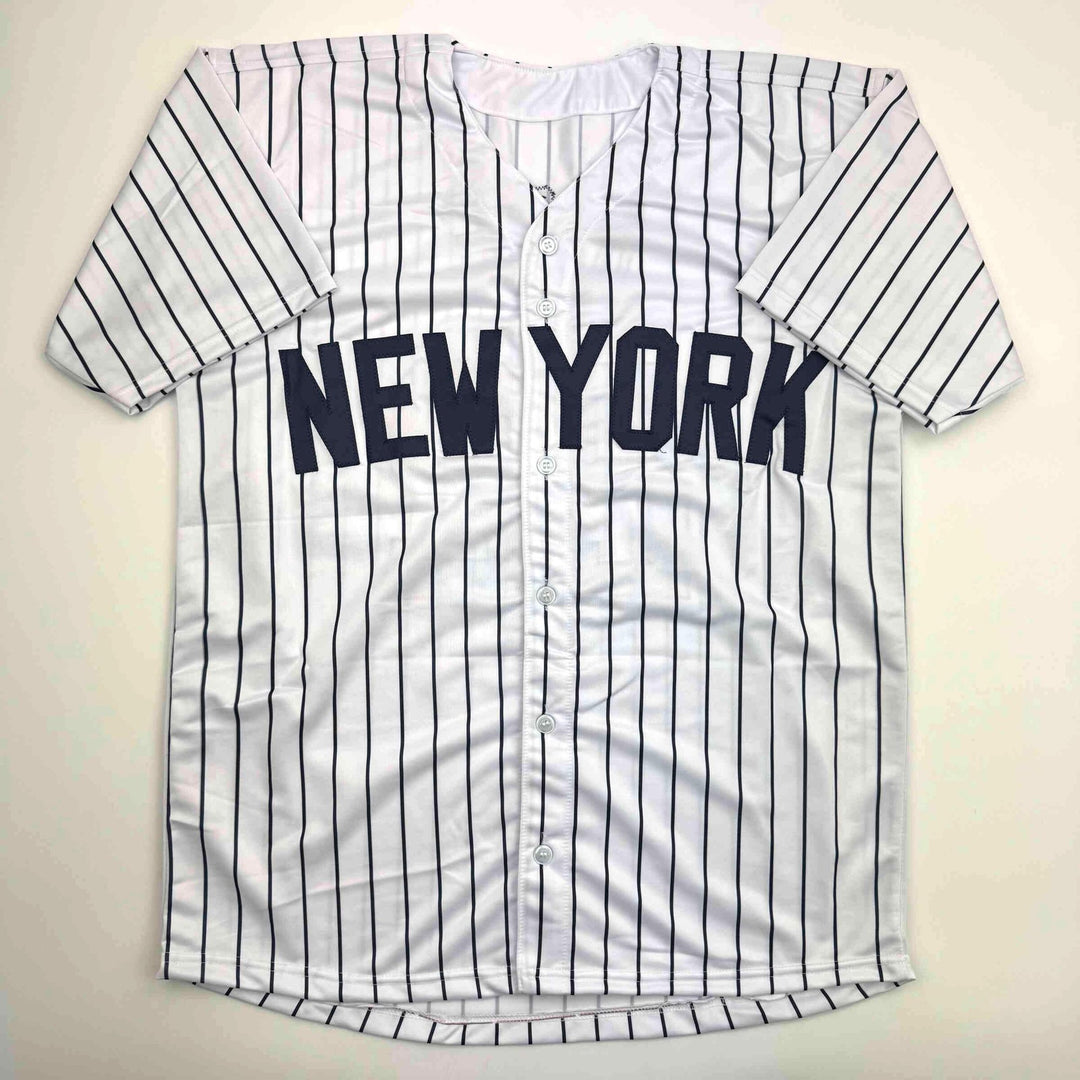 Autographed/Signed Ben Rice New York Pinstripe Baseball Jersey JSA COA