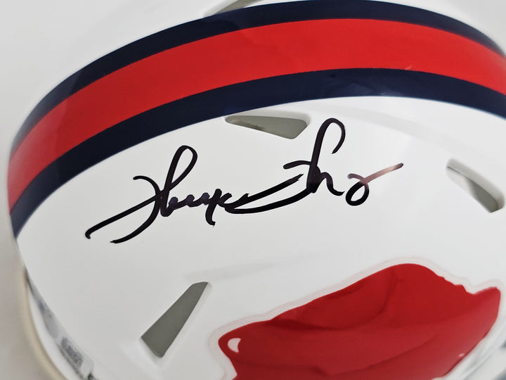 Thurman Thomas Signed 65-73 Bills Throwback White Speed Mini Helmet Beckett Wit