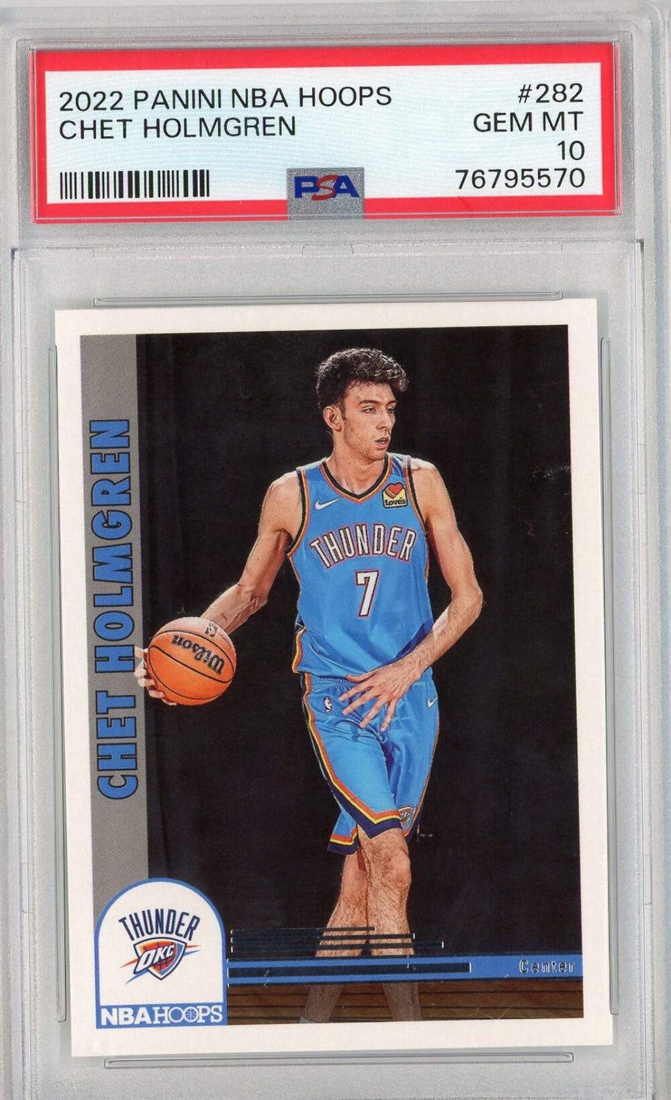 Graded 2022 Panini NBA Hoops Chet Holmgren #282 Rookie RC Basketball Card PSA 10