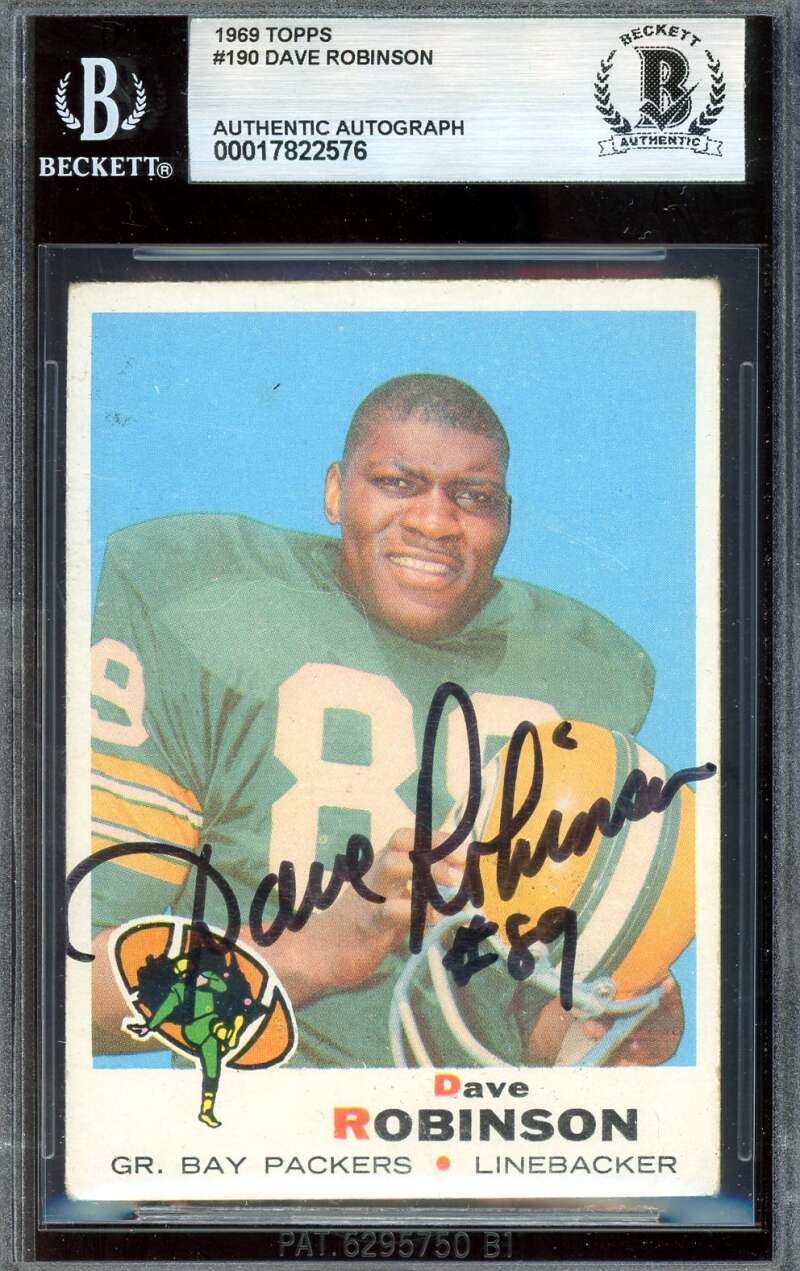 Dave Robinson Beckett BAS Signed 1969 Topps Autograph