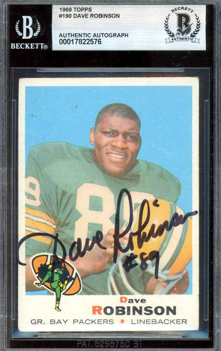 Dave Robinson Beckett BAS Signed 1969 Topps Autograph