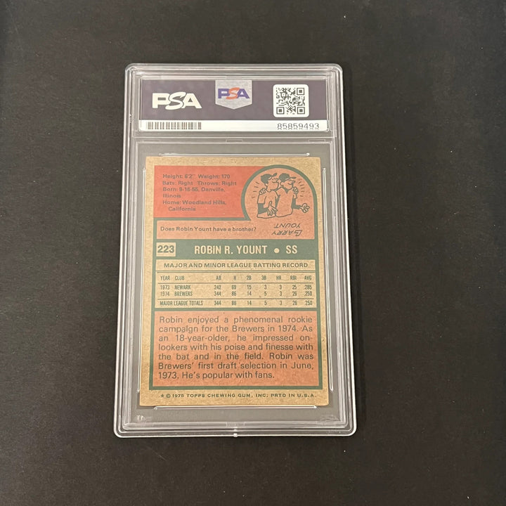 1975 Topps #223 Robin Yount Signed Rookie Card Auto PSA Slabbed Brewers
