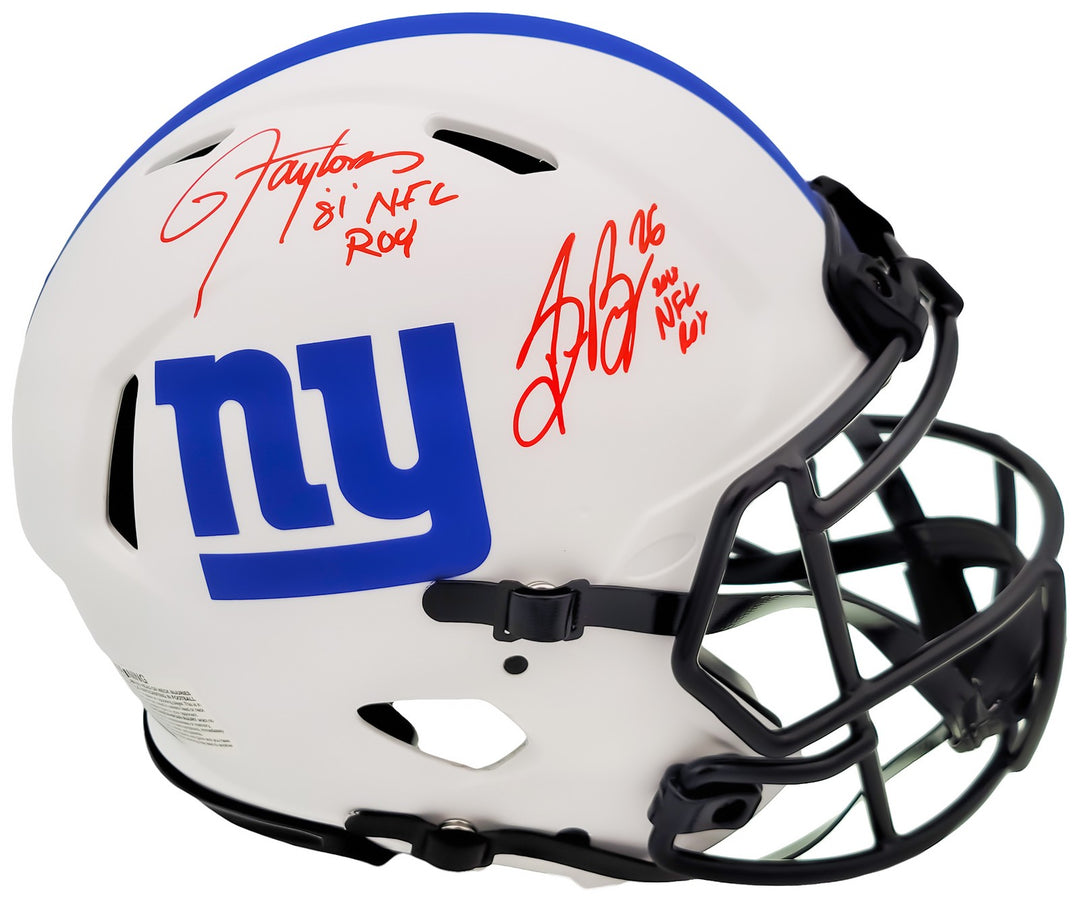 Lawrence Taylor Saquon Barkley Auto Giants Lunar Eclipse White FS Helmet ROY BAS