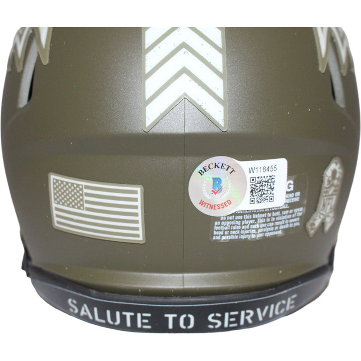Ray Lewis Autographed Baltimore Ravens Salute Mini Helmet Beckett 42277