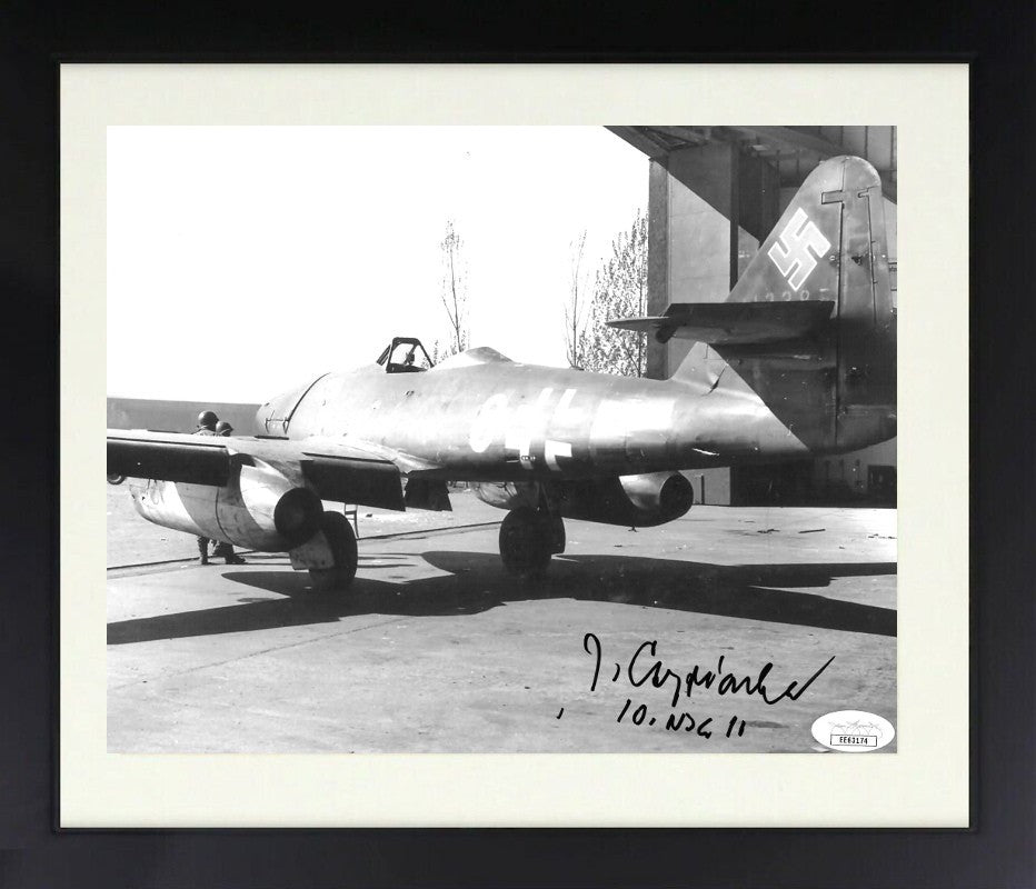 Jorg Czypionka signed WWII German ME-262 Luftwaffe Pilot 8x10 Photo Framed-JSA