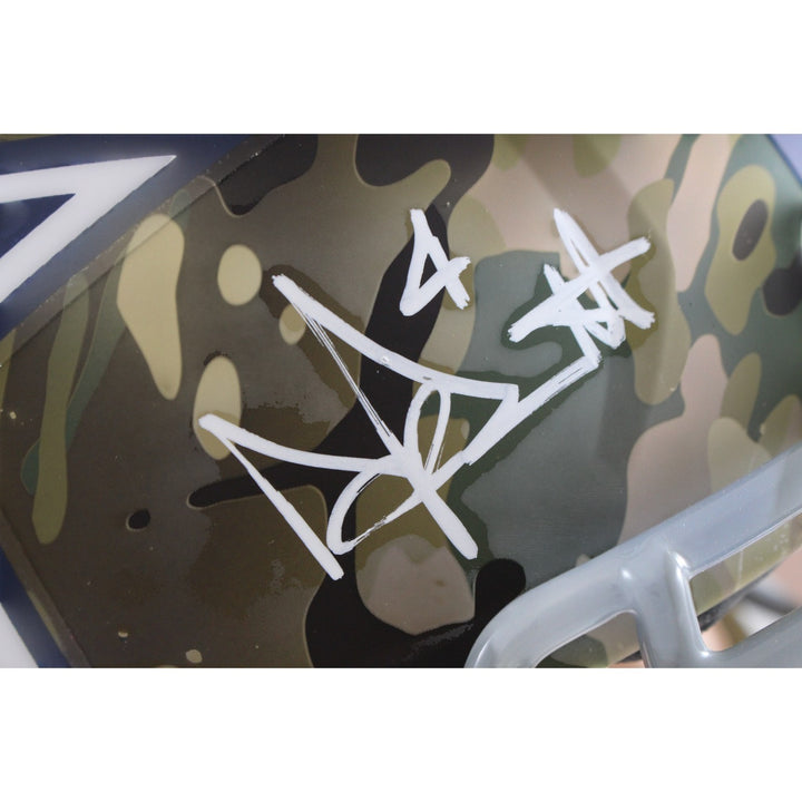 Dak Prescott Autographed Dallas Cowboys Authentic Camo Helmet BAS 32775
