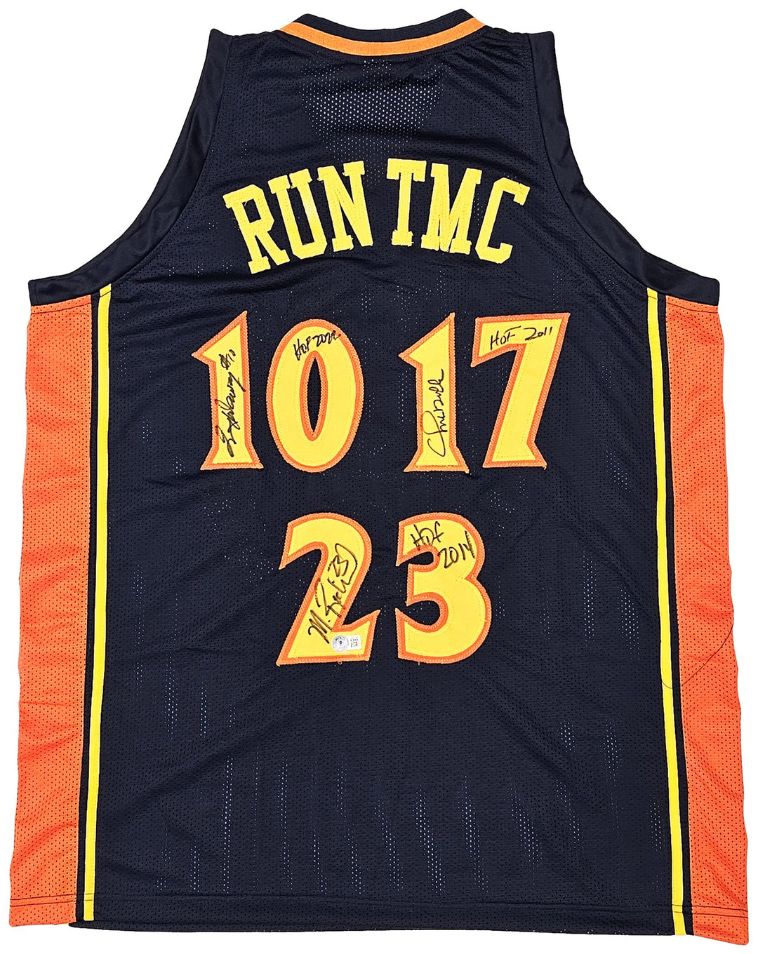 Warriors Chris Mullin Tim Hardaway Richmond Auto Blue Jersey Run TMC HOF Beckett