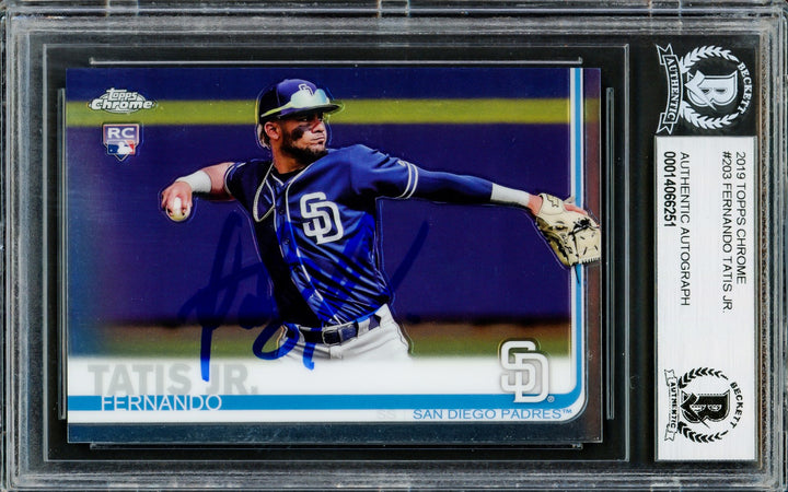 Fernando Tatis Jr. Signed 2019 Topps Chrome RC 203 San Diego Padres Beckett