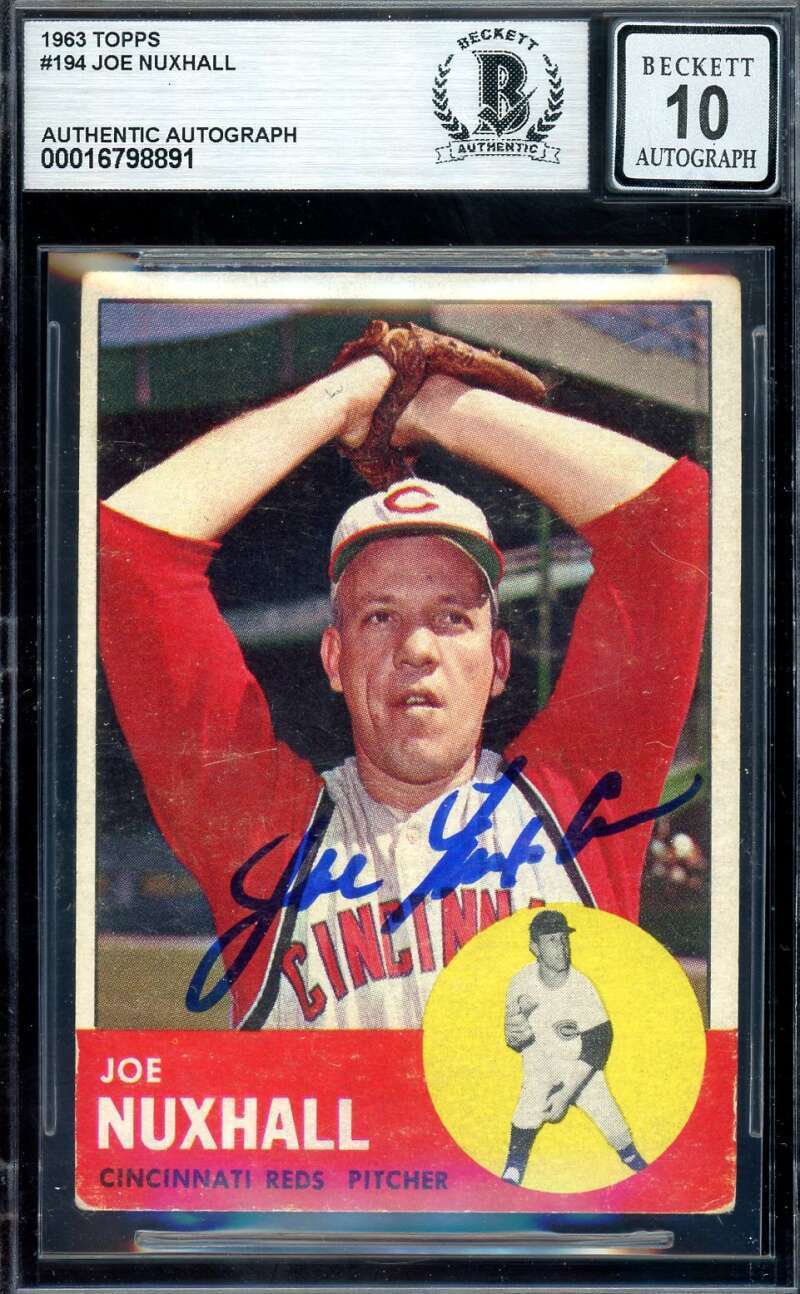 Joe Nuxhall Gem Mint 10 Beckett BAS Signed 1963 Topps Autograph