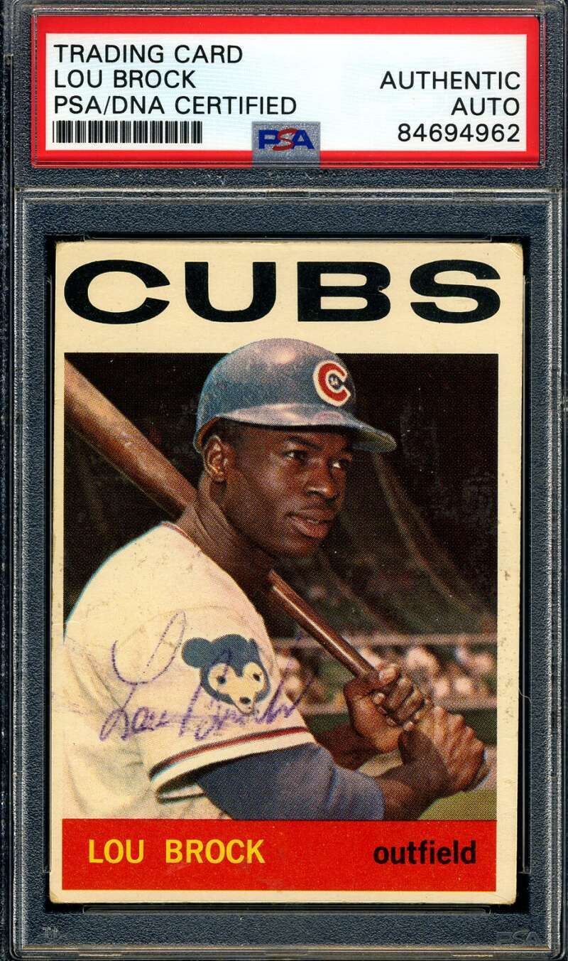 Lou Brock PSA DNA Signed 1964 Topps Autograph