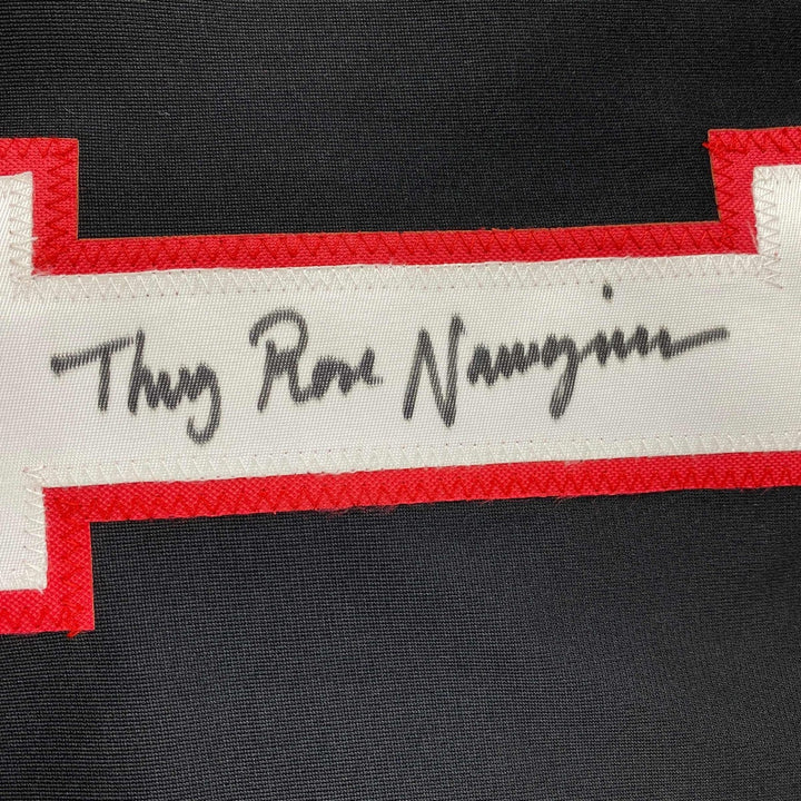 Autographed/Signed Thug Rose Namajunas UFC MMA Black Jersey Shirt PSA COA