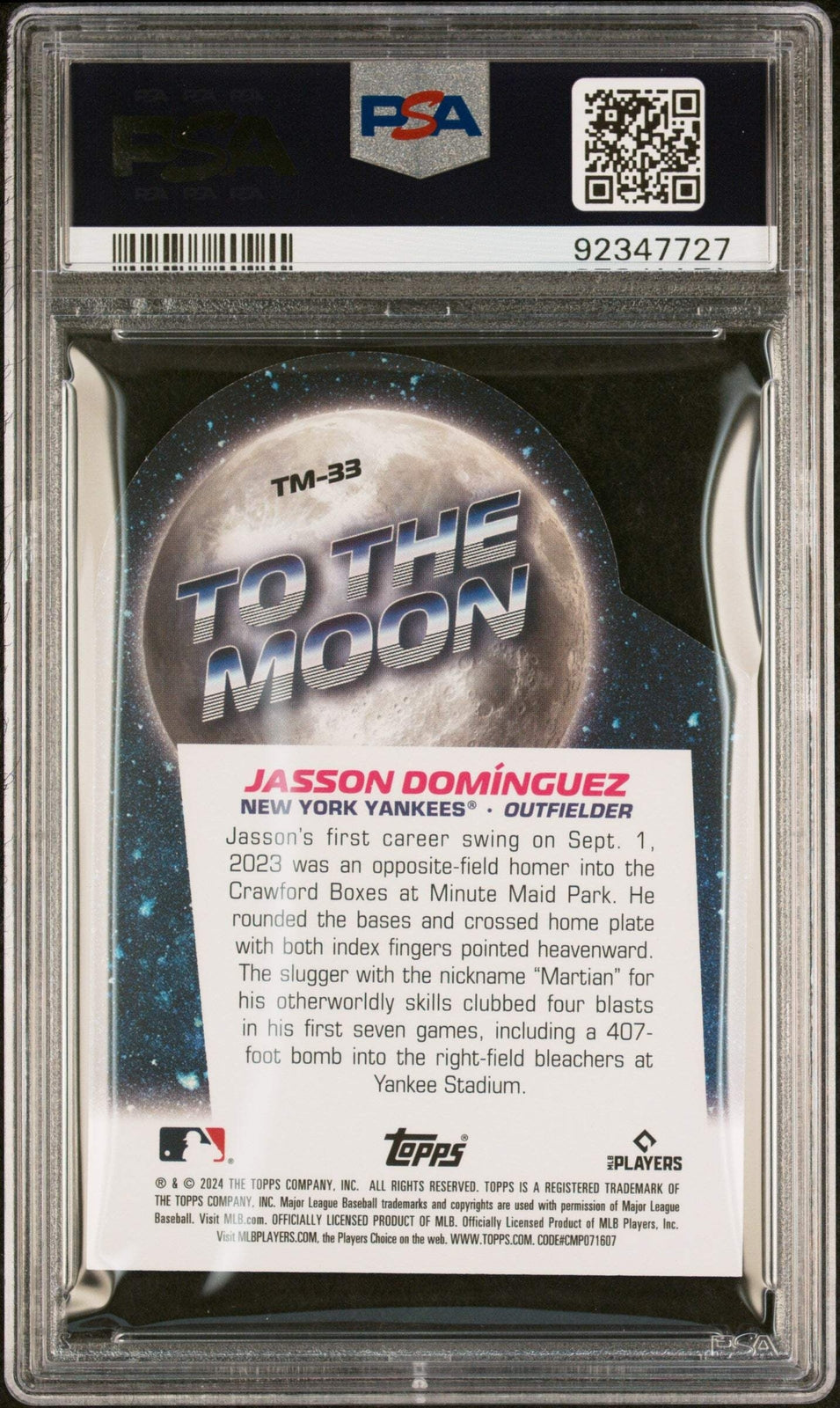 Graded 2024 Topps Big League Jasson Dominguez #TM33 RC Baseball Card PSA 10