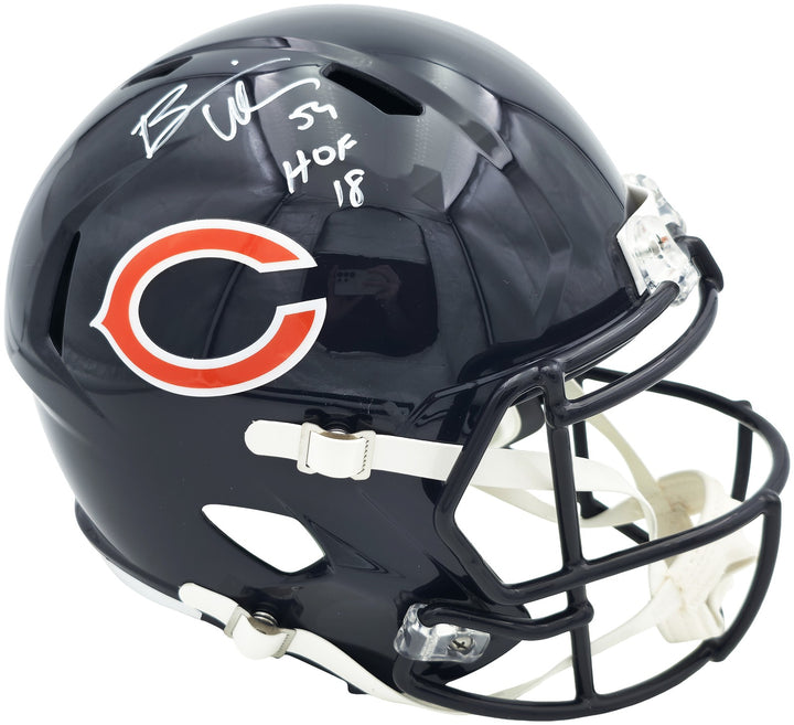 Brian Urlacher Auto Bears Blue Full Size Speed Replica Helmet "HOF 18" Beckett