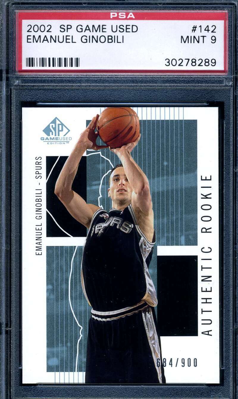 Manu Ginobili Psa Mint 9 2002 SP Game Used Rookie