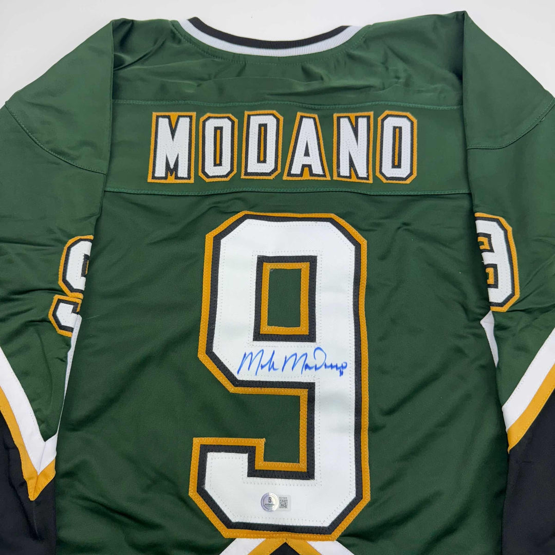 Autographed/Signed Mike Modano 99 Cup Dallas Dark Green Jersey Beckett BAS COA