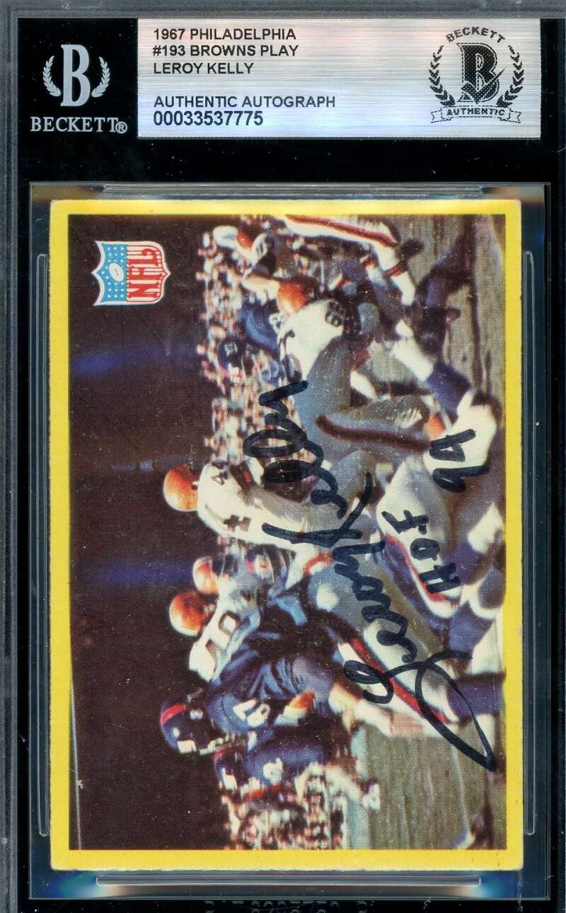 Leroy Kelly Beckett BAS Signed 1967 Philadelphia Browns Play Rookie Autograph