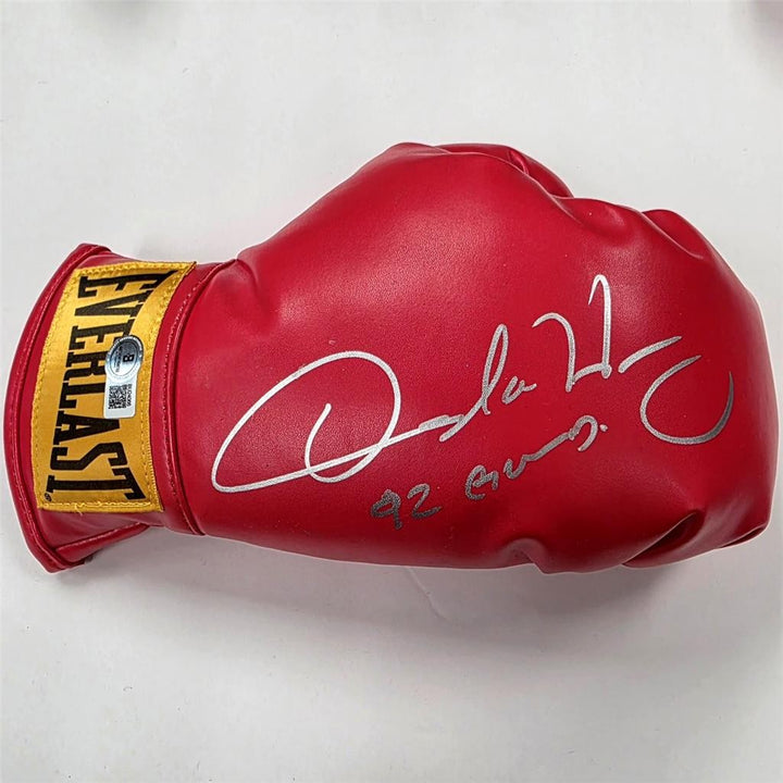 Oscar De La Hoya signed "92 Gold" Small Everlast Boxing Glove auto Beckett BAS