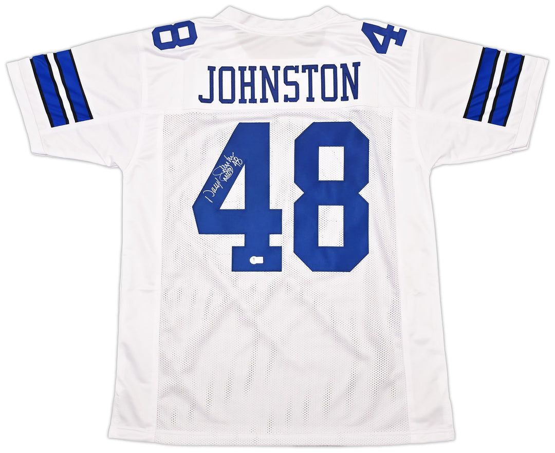 Dallas Cowboys Daryl Johnston Signed White Jersey "Moose" Beckett