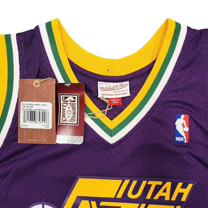 Jazz Karl Malone Auto Purple Authentic Mitchell & Ness Jersey Size XL Beckett