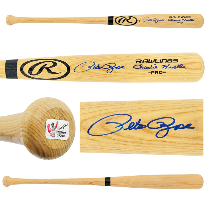 Pete Rose Signed Blonde Rawlings Pro Baseball Bat Reds "Charlie Hustle" PR Holo