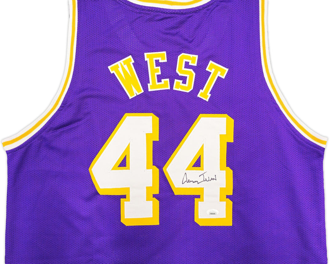 Los Angeles Lakers Jerry West Autographed Signed Purple Basketball Jersey JSA