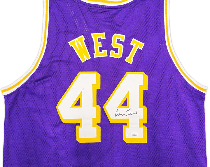 Los Angeles Lakers Jerry West Autographed Signed Purple Basketball Jersey JSA
