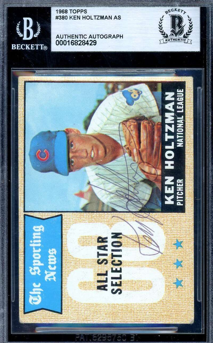 Ken Holtzman Beckett BAS Vintage Signed 1968 Topps Autograph