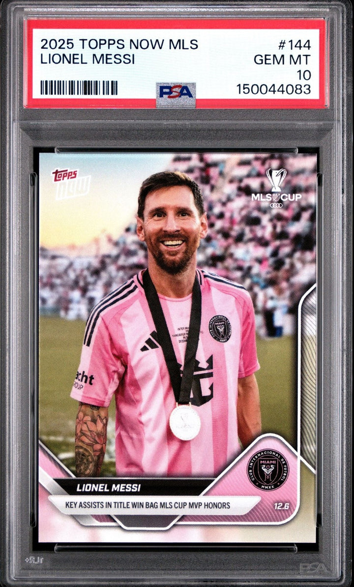 Graded 2025 Topps Now MLS Lionel Messi #144 Soccer Card PSA 10 Gem Mint