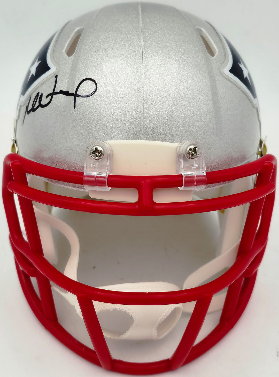 Mike Vrabel Signed Patriots Silver Speed Mini Helmet JSA Witness