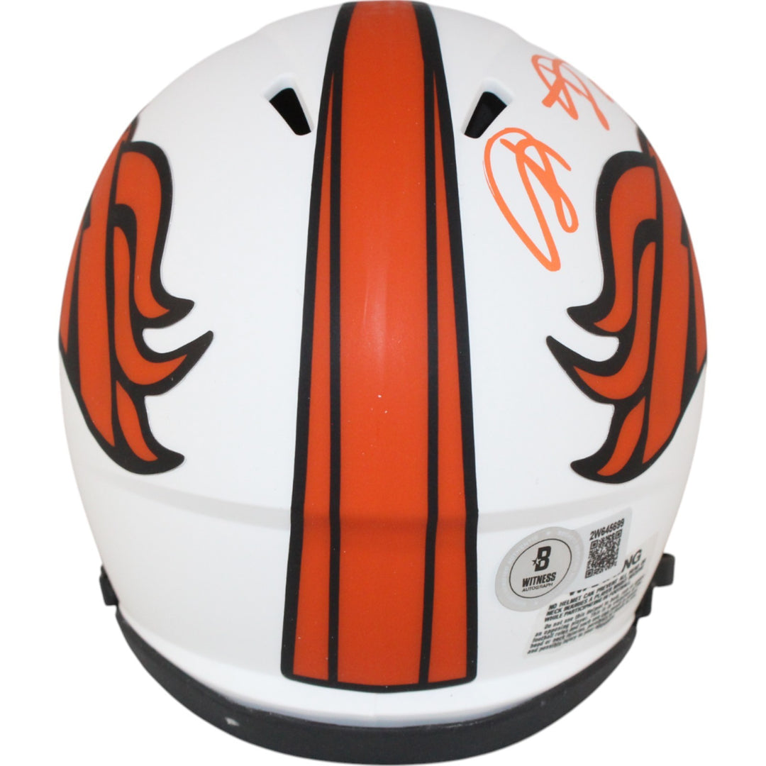 Shannon Sharpe Autographed Denver Broncos Lunar Mini Helmet Beckett WIT 50807