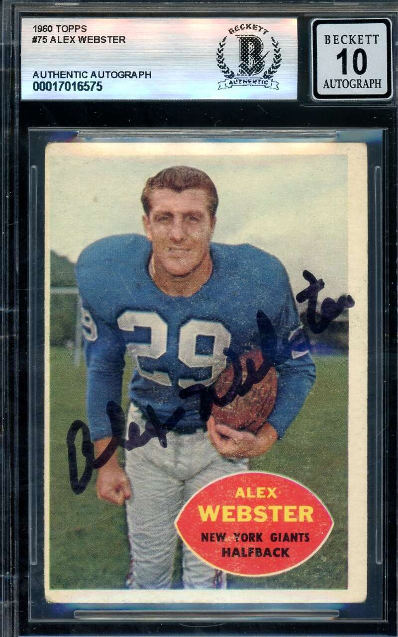 Alex Webster Gem Mint 10 Beckett BAS Signed 1960 Topps Autograph