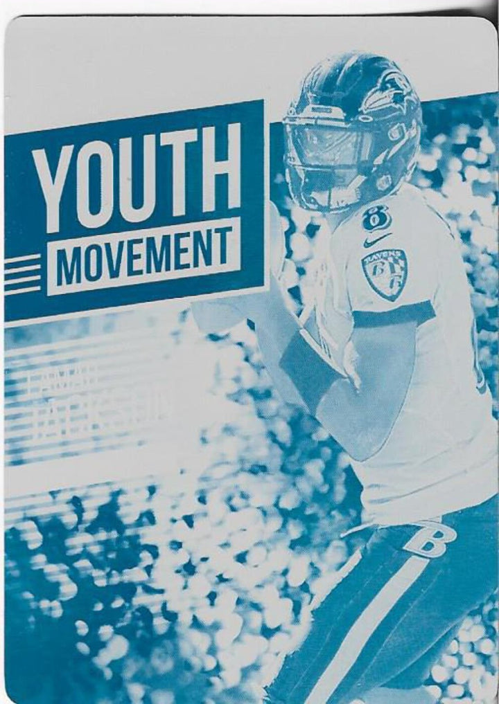 Lamar Jackson 2020 Panini Prestige Youth Movement Cyan Printing Plate 1/1 #15