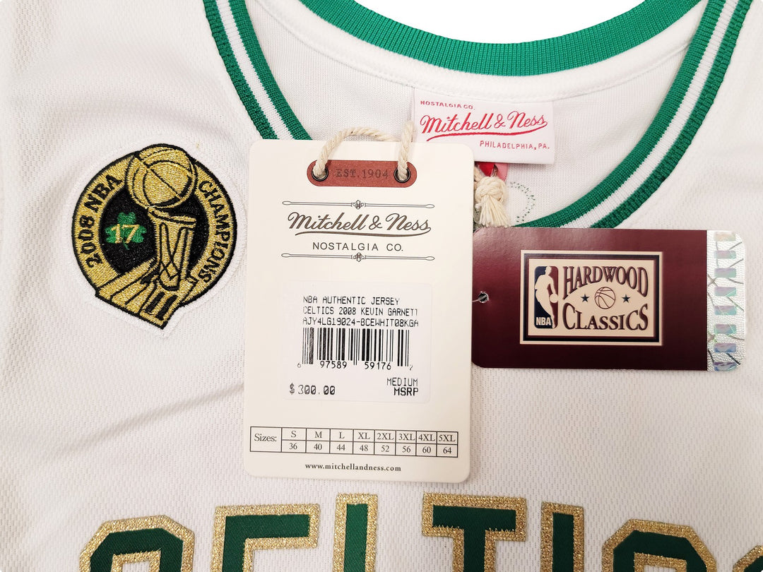 Boston Celtics Kevin Garnett Signed White & Gold Mitchell & Ness Hardwood