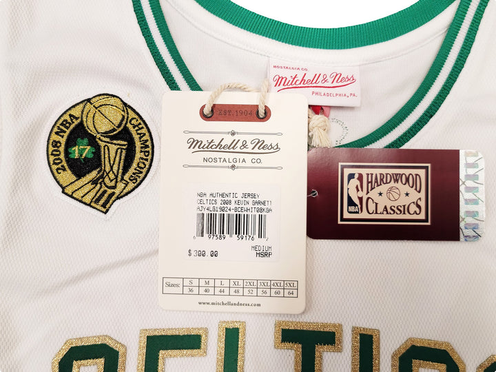Boston Celtics Kevin Garnett Signed White & Gold Mitchell & Ness Hardwood