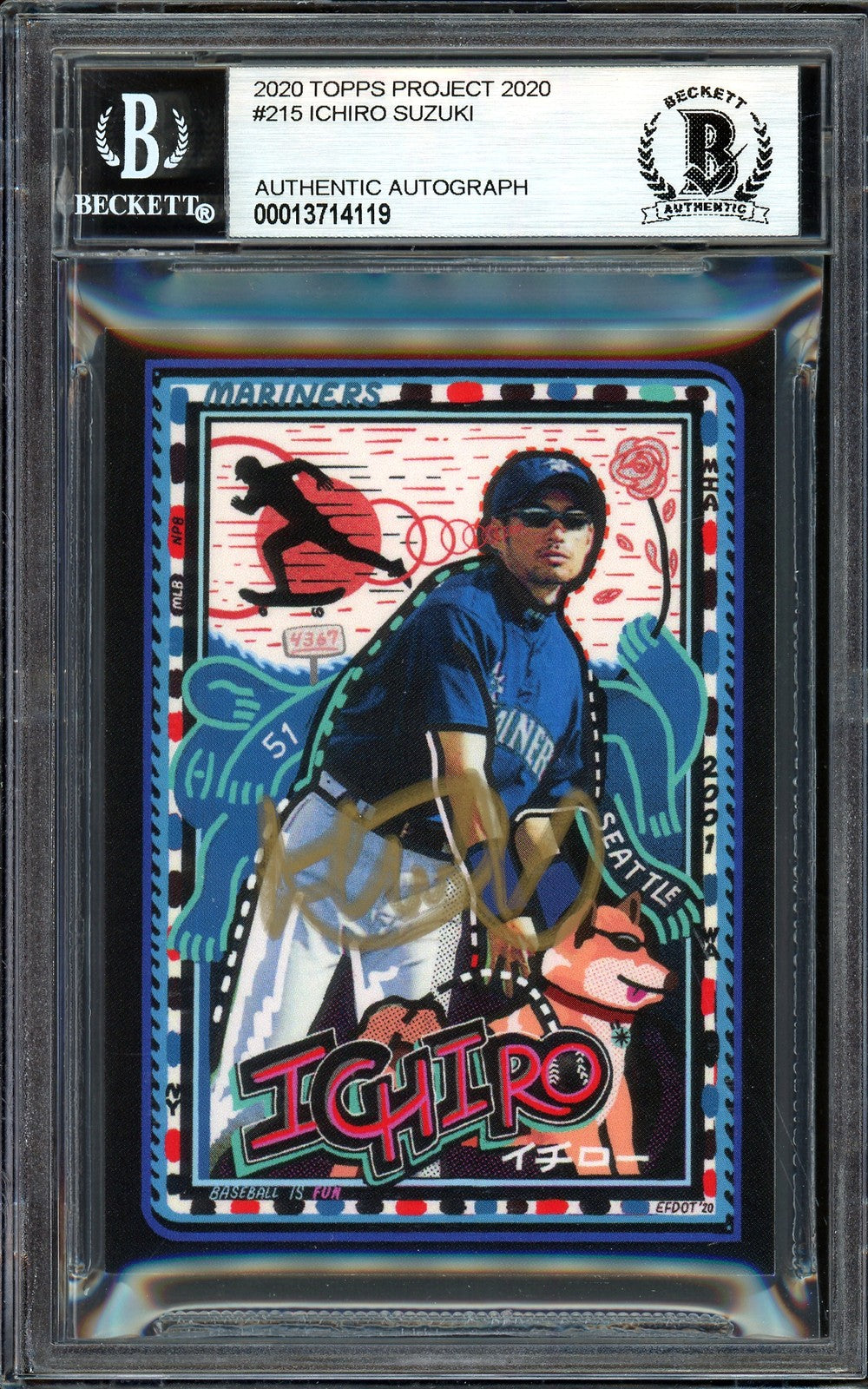Ichiro Suzuki Auto Topps Project 2020 Efdot Card 215 Mariners Gold #/10 Beckett
