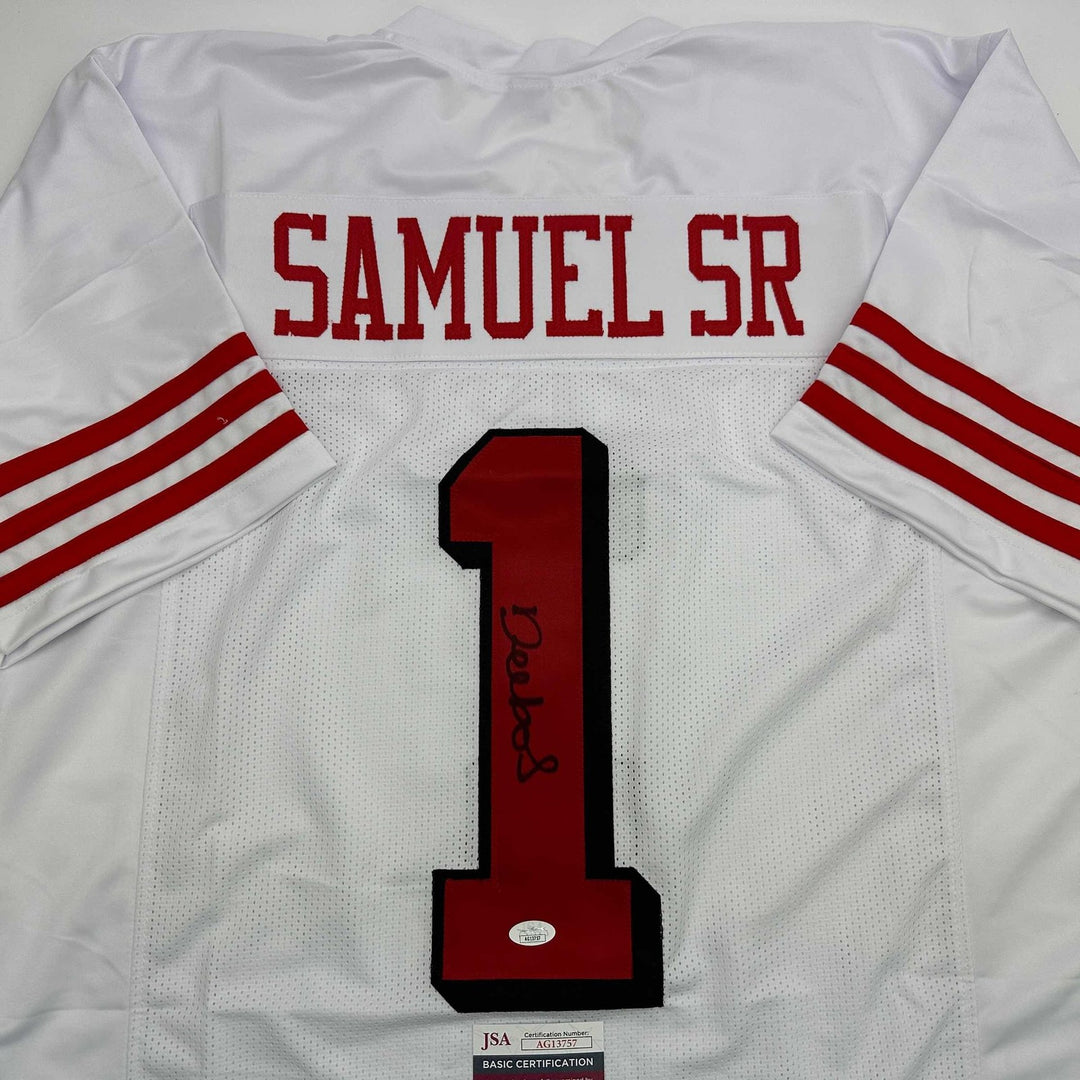 Signed Deebo Samuel Sr. San Francisco White Alternate Jersey JSA COA