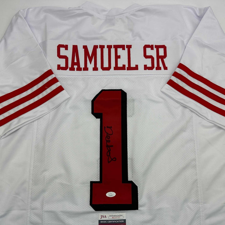 Signed Deebo Samuel Sr. San Francisco White Alternate Jersey JSA COA