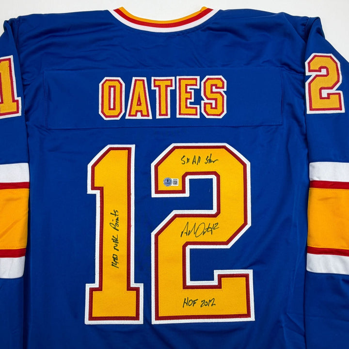 Autographed/Signed Adam Oates Inscribed St. Louis Blue Jersey Beckett COA