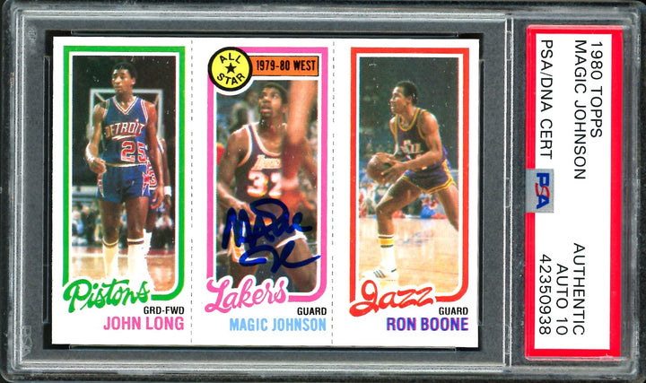 Magic Johnson Signed 1980-81 Topps Card 18 Lakers Auto GM 10 PSA/DNA #42350938