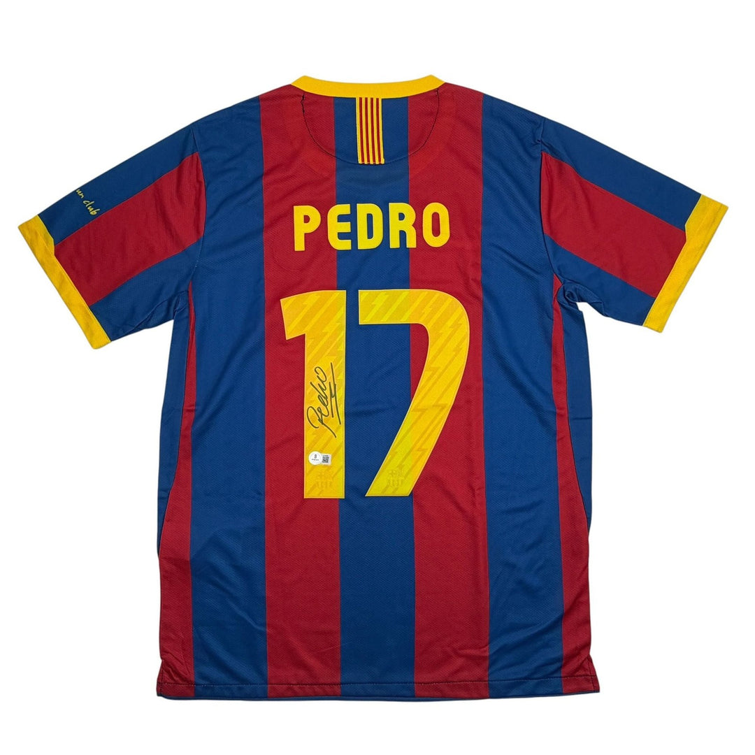 Autographed/Signed Pedro Rodriguez FC Barcelona Soccer Jersey Beckett COA