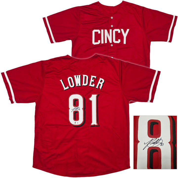 Cincinnati Reds Rhett Lowder Signed Red Jersey Beckett Witness